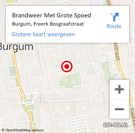 Locatie op kaart van de 112 melding: Brandweer Met Grote Spoed Naar Burgum, Freerk Bosgraafstraat op 19 december 2022 12:40