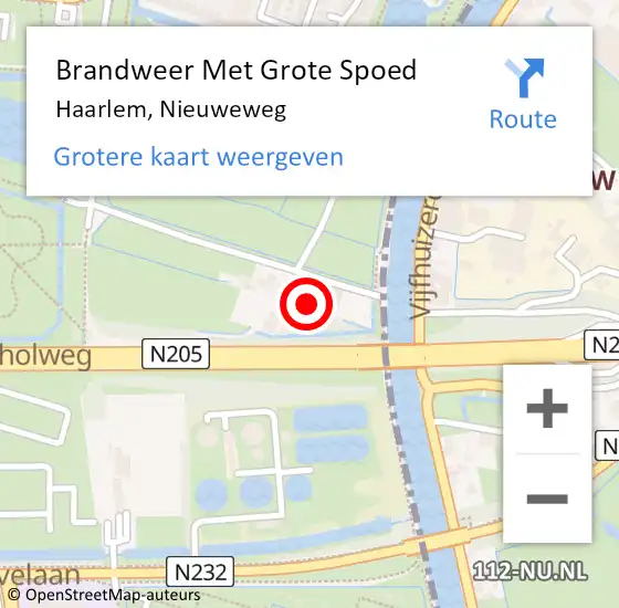 Locatie op kaart van de 112 melding: Brandweer Met Grote Spoed Naar Haarlem, Nieuweweg op 19 december 2022 12:40