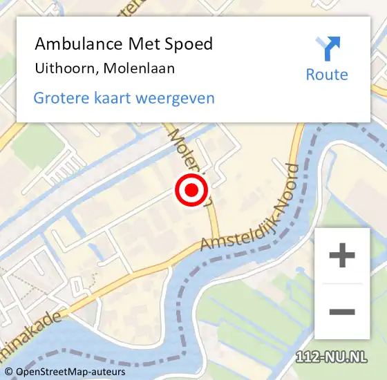 Locatie op kaart van de 112 melding: Ambulance Met Spoed Naar Uithoorn, Molenlaan op 19 december 2022 12:43