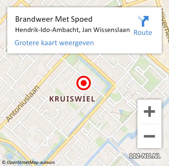 Locatie op kaart van de 112 melding: Brandweer Met Spoed Naar Hendrik-Ido-Ambacht, Jan Wissenslaan op 19 december 2022 12:52