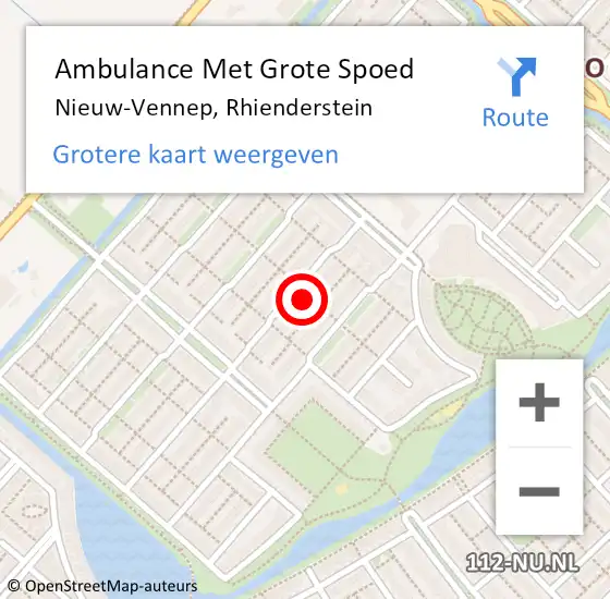 Locatie op kaart van de 112 melding: Ambulance Met Grote Spoed Naar Nieuw-Vennep, Rhienderstein op 19 december 2022 12:56