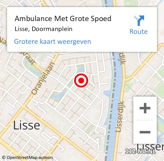 Locatie op kaart van de 112 melding: Ambulance Met Grote Spoed Naar Lisse, Doormanplein op 19 december 2022 12:57