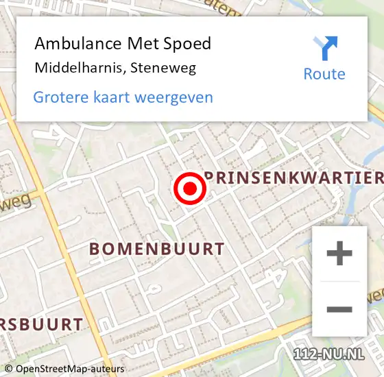 Locatie op kaart van de 112 melding: Ambulance Met Spoed Naar Middelharnis, Steneweg op 19 december 2022 13:05