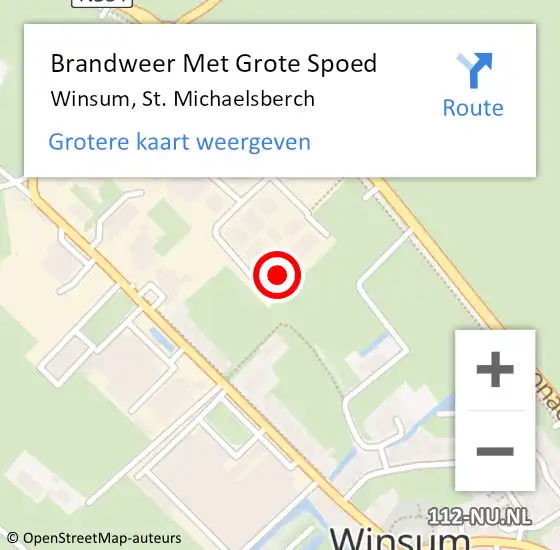Locatie op kaart van de 112 melding: Brandweer Met Grote Spoed Naar Winsum, St. Michaelsberch op 19 december 2022 13:11