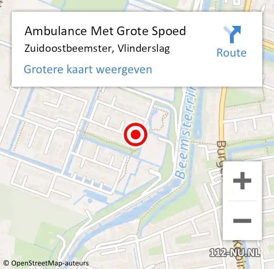 Locatie op kaart van de 112 melding: Ambulance Met Grote Spoed Naar Zuidoostbeemster, Vlinderslag op 19 december 2022 13:19