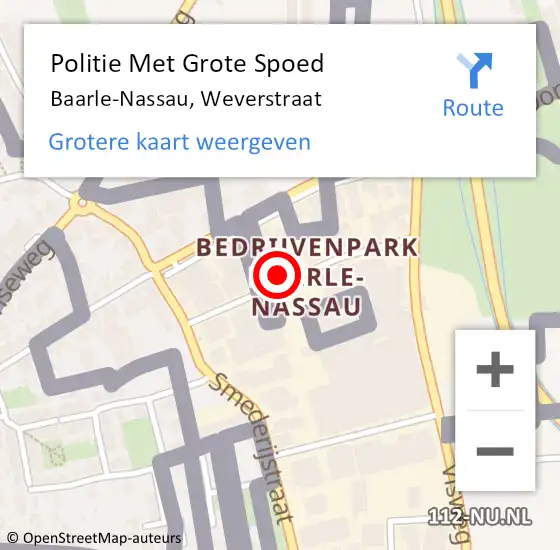 Locatie op kaart van de 112 melding: Politie Met Grote Spoed Naar Baarle-Nassau, Weverstraat op 19 december 2022 13:21