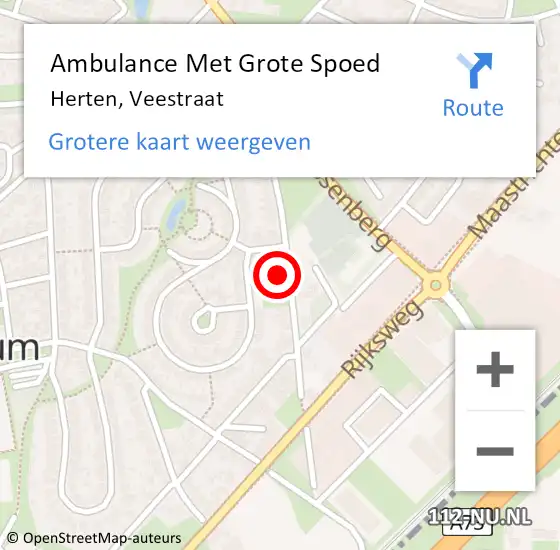 Locatie op kaart van de 112 melding: Ambulance Met Grote Spoed Naar Herten, Veestraat op 19 december 2022 13:35