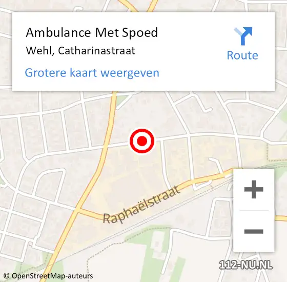 Locatie op kaart van de 112 melding: Ambulance Met Spoed Naar Wehl, Catharinastraat op 19 december 2022 13:41