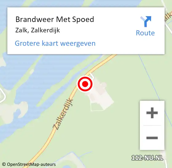 Locatie op kaart van de 112 melding: Brandweer Met Spoed Naar Zalk, Zalkerdijk op 19 december 2022 13:54