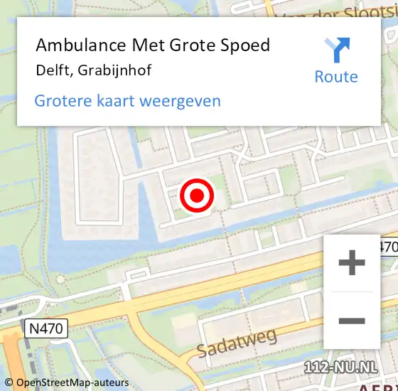 Locatie op kaart van de 112 melding: Ambulance Met Grote Spoed Naar Delft, Grabijnhof op 19 december 2022 14:21