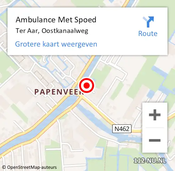 Locatie op kaart van de 112 melding: Ambulance Met Spoed Naar Ter Aar, Oostkanaalweg op 19 december 2022 14:23