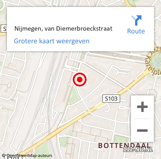 Locatie op kaart van de 112 melding:  Nijmegen, van Diemerbroeckstraat op 19 december 2022 14:32