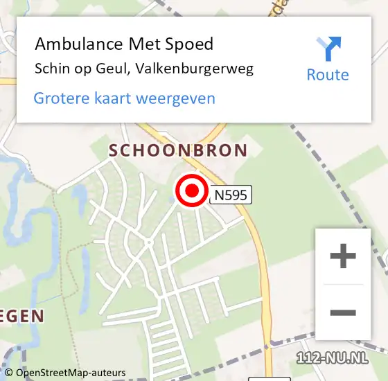 Locatie op kaart van de 112 melding: Ambulance Met Spoed Naar Schin op Geul, Valkenburgerweg op 8 augustus 2014 23:41