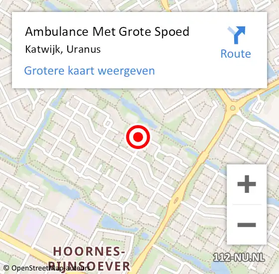 Locatie op kaart van de 112 melding: Ambulance Met Grote Spoed Naar Katwijk, Uranus op 19 december 2022 14:58