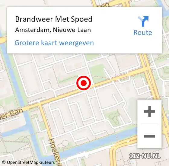 Locatie op kaart van de 112 melding: Brandweer Met Spoed Naar Amsterdam, Nieuwe Laan op 19 december 2022 14:59
