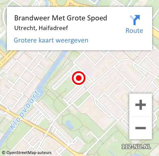 Locatie op kaart van de 112 melding: Brandweer Met Grote Spoed Naar Utrecht, Haifadreef op 19 december 2022 15:18