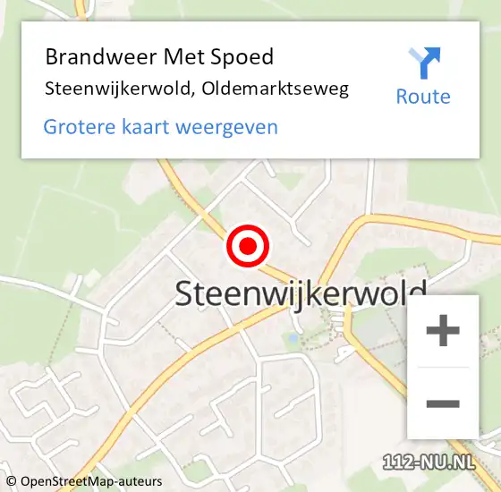 Locatie op kaart van de 112 melding: Brandweer Met Spoed Naar Steenwijkerwold, Oldemarktseweg op 8 augustus 2014 23:46