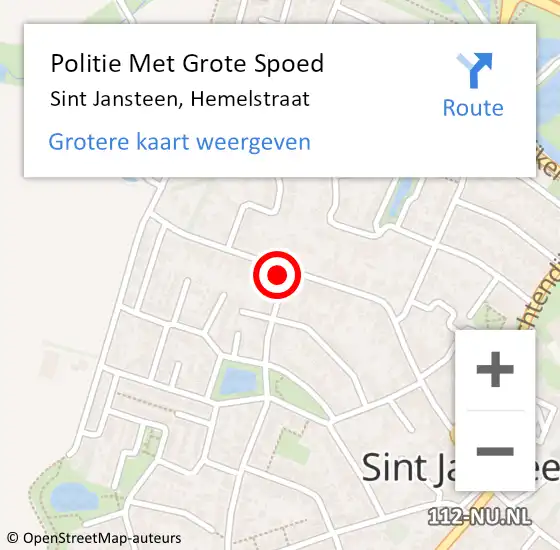 Locatie op kaart van de 112 melding: Politie Met Grote Spoed Naar Sint Jansteen, Hemelstraat op 19 december 2022 15:31