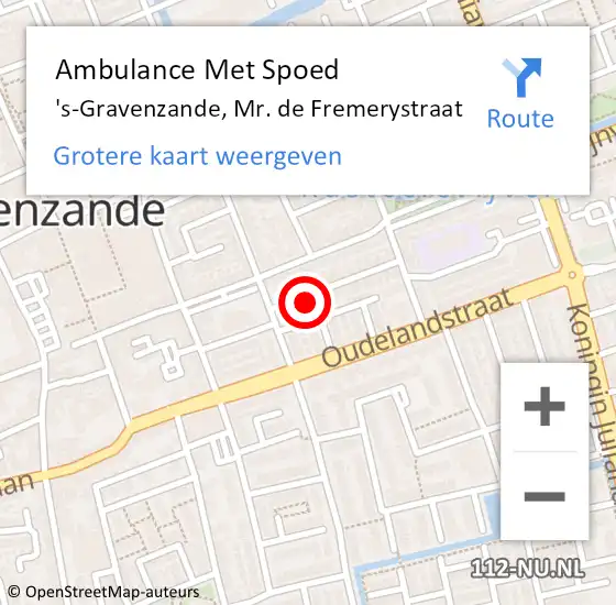 Locatie op kaart van de 112 melding: Ambulance Met Spoed Naar 's-Gravenzande, Mr. de Fremerystraat op 19 december 2022 15:31