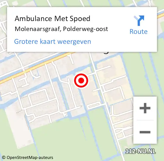 Locatie op kaart van de 112 melding: Ambulance Met Spoed Naar Molenaarsgraaf, Polderweg-oost op 19 december 2022 15:38