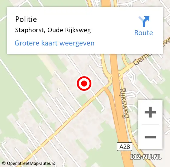 Locatie op kaart van de 112 melding: Politie Staphorst, Oude Rijksweg op 19 december 2022 15:39