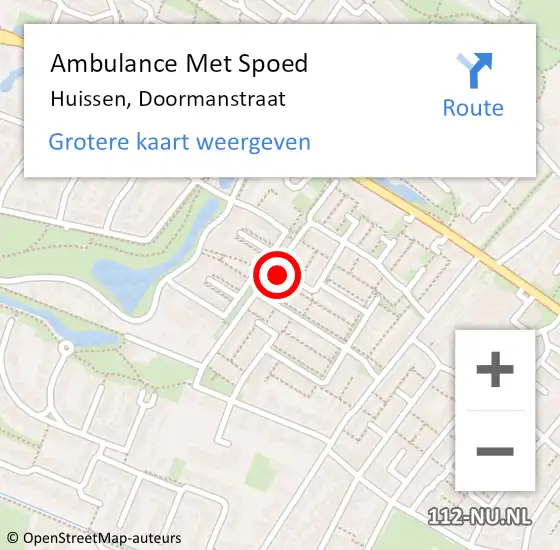 Locatie op kaart van de 112 melding: Ambulance Met Spoed Naar Huissen, Doormanstraat op 19 december 2022 15:41