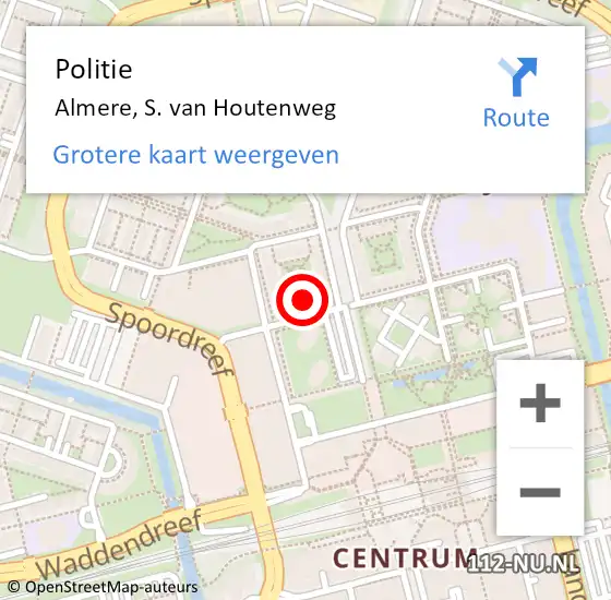 Locatie op kaart van de 112 melding: Politie Almere, S. van Houtenweg op 19 december 2022 15:42