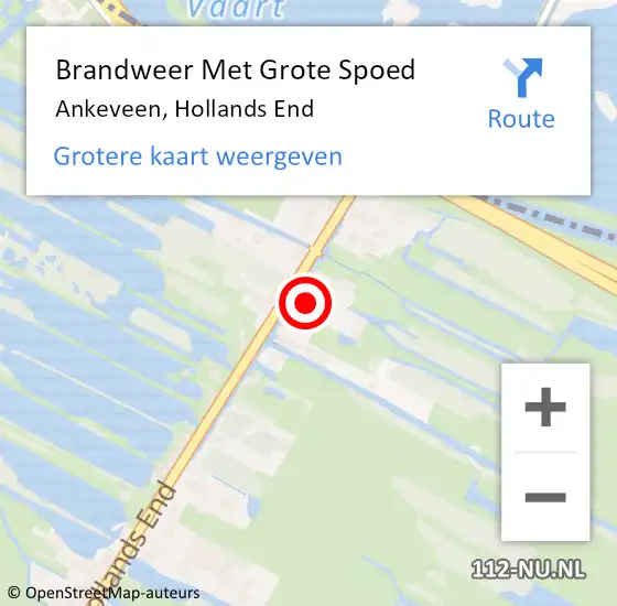 Locatie op kaart van de 112 melding: Brandweer Met Grote Spoed Naar Ankeveen, Hollands End op 19 december 2022 15:51