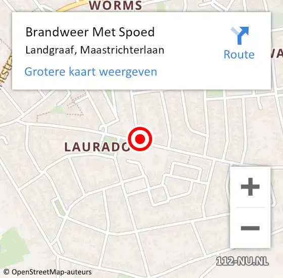 Locatie op kaart van de 112 melding: Brandweer Met Spoed Naar Landgraaf, Maastrichterlaan op 19 december 2022 16:09