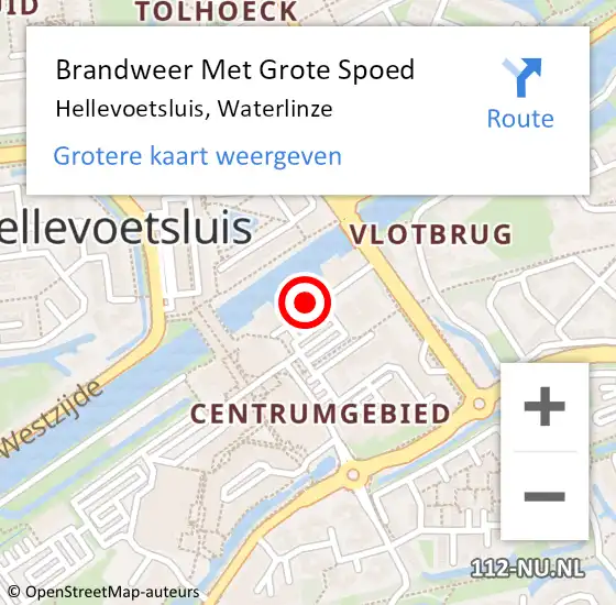 Locatie op kaart van de 112 melding: Brandweer Met Grote Spoed Naar Hellevoetsluis, Waterlinze op 19 december 2022 16:14