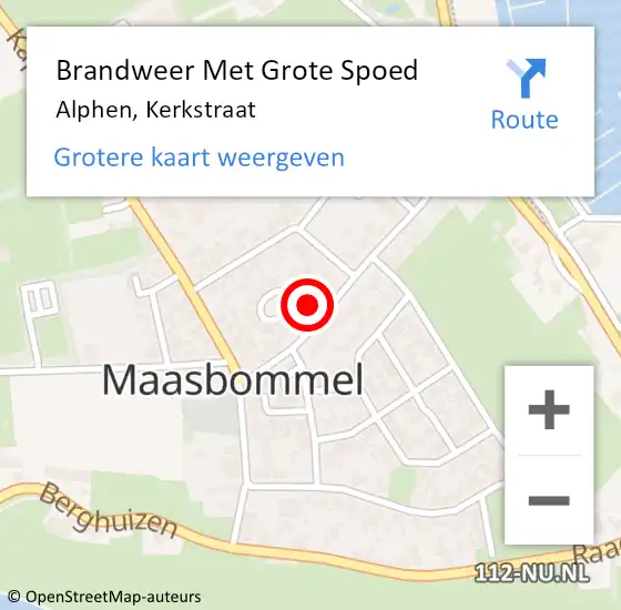 Locatie op kaart van de 112 melding: Brandweer Met Grote Spoed Naar Alphen, Kerkstraat op 19 december 2022 16:18