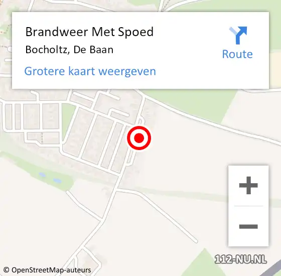 Locatie op kaart van de 112 melding: Brandweer Met Spoed Naar Bocholtz, De Baan op 19 december 2022 16:21