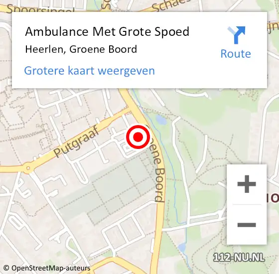 Locatie op kaart van de 112 melding: Ambulance Met Grote Spoed Naar Heerlen, Groene Boord op 19 december 2022 16:32