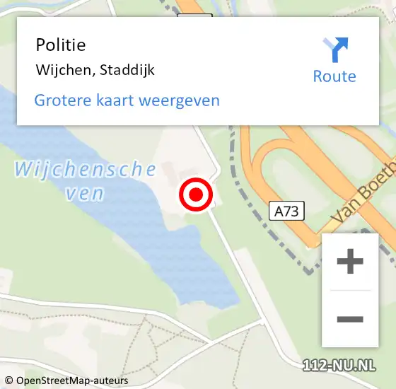 Locatie op kaart van de 112 melding: Politie Wijchen, Staddijk op 19 december 2022 16:39