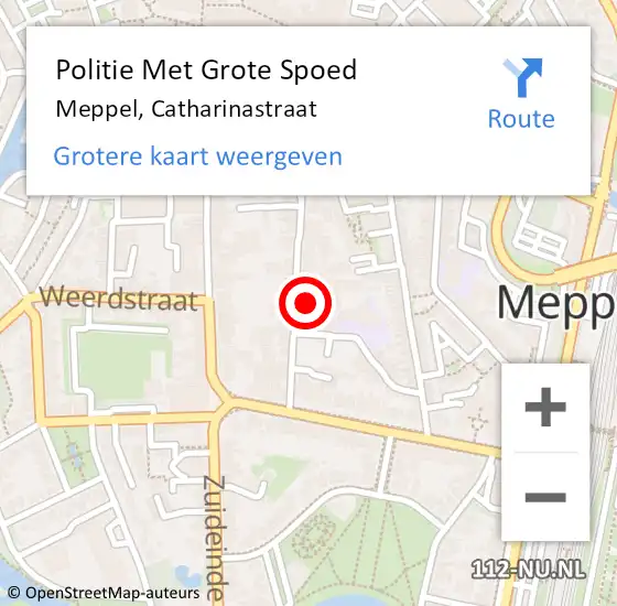 Locatie op kaart van de 112 melding: Politie Met Grote Spoed Naar Meppel, Catharinastraat op 19 december 2022 16:56