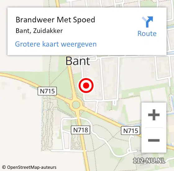 Locatie op kaart van de 112 melding: Brandweer Met Spoed Naar Bant, Zuidakker op 19 december 2022 16:59