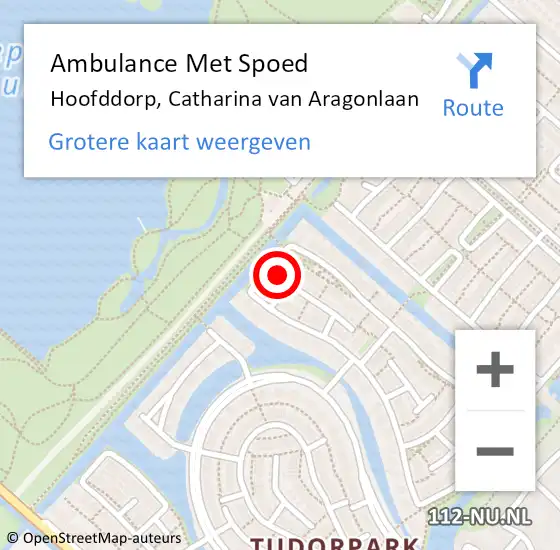 Locatie op kaart van de 112 melding: Ambulance Met Spoed Naar Hoofddorp, Catharina van Aragonlaan op 19 december 2022 17:01