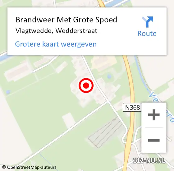 Locatie op kaart van de 112 melding: Brandweer Met Grote Spoed Naar Vlagtwedde, Wedderstraat op 19 december 2022 17:16