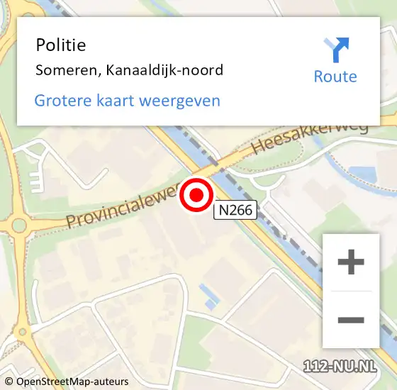 Locatie op kaart van de 112 melding: Politie Someren, Kanaaldijk-noord op 19 december 2022 17:25