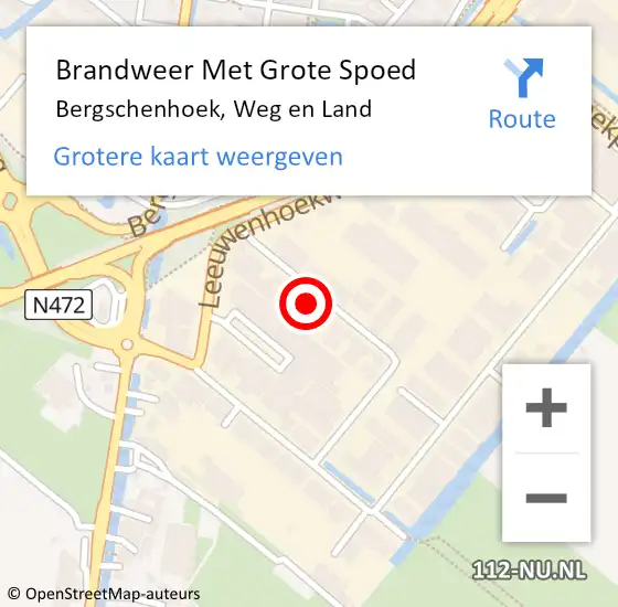 Locatie op kaart van de 112 melding: Brandweer Met Grote Spoed Naar Bergschenhoek, Weg en Land op 19 december 2022 17:31