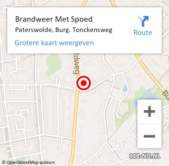 Locatie op kaart van de 112 melding: Brandweer Met Spoed Naar Paterswolde, Burg. Tonckensweg op 19 december 2022 17:31