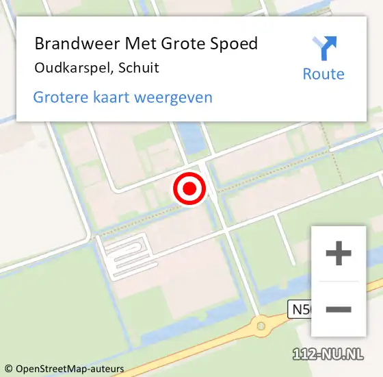 Locatie op kaart van de 112 melding: Brandweer Met Grote Spoed Naar Oudkarspel, Schuit op 19 december 2022 17:37