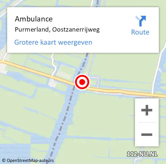 Locatie op kaart van de 112 melding: Ambulance Purmerland, Oostzanerrijweg op 19 december 2022 17:59