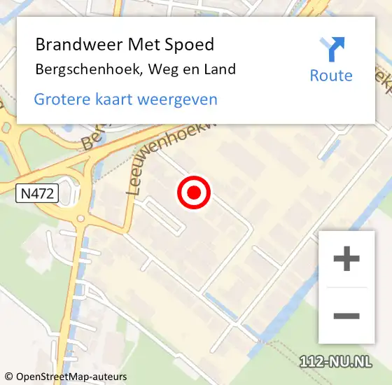 Locatie op kaart van de 112 melding: Brandweer Met Spoed Naar Bergschenhoek, Weg en Land op 19 december 2022 17:59