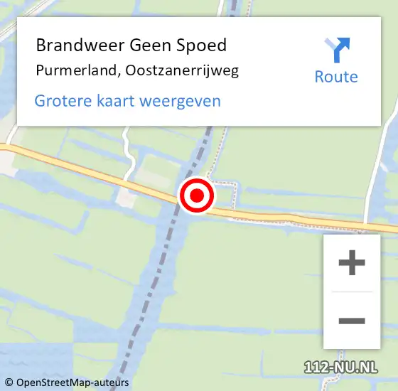 Locatie op kaart van de 112 melding: Brandweer Geen Spoed Naar Purmerland, Oostzanerrijweg op 19 december 2022 18:00