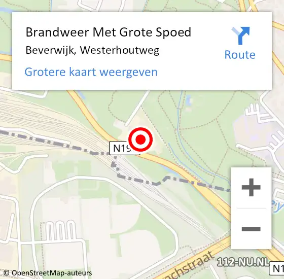 Locatie op kaart van de 112 melding: Brandweer Met Grote Spoed Naar Beverwijk, Westerhoutweg op 19 december 2022 18:11