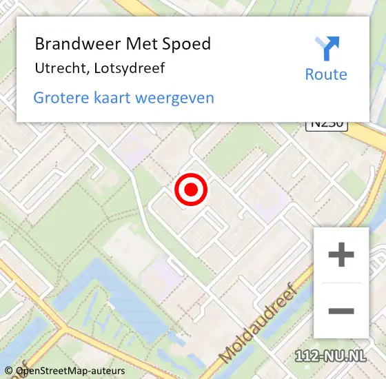 Locatie op kaart van de 112 melding: Brandweer Met Spoed Naar Utrecht, Lotsydreef op 19 december 2022 18:11