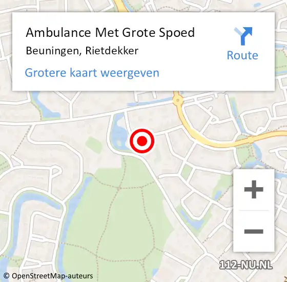 Locatie op kaart van de 112 melding: Ambulance Met Grote Spoed Naar Beuningen, Rietdekker op 19 december 2022 18:12