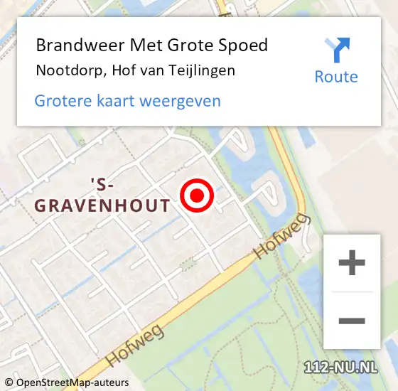 Locatie op kaart van de 112 melding: Brandweer Met Grote Spoed Naar Nootdorp, Hof van Teijlingen op 19 december 2022 18:20