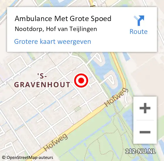 Locatie op kaart van de 112 melding: Ambulance Met Grote Spoed Naar Nootdorp, Hof van Teijlingen op 19 december 2022 18:23